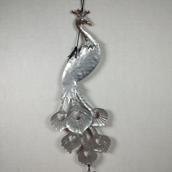 Trueliving Outdoors Vibrant Colorful Multicolor Peacock Bird Windchime Hearts - Picture 7 of 11